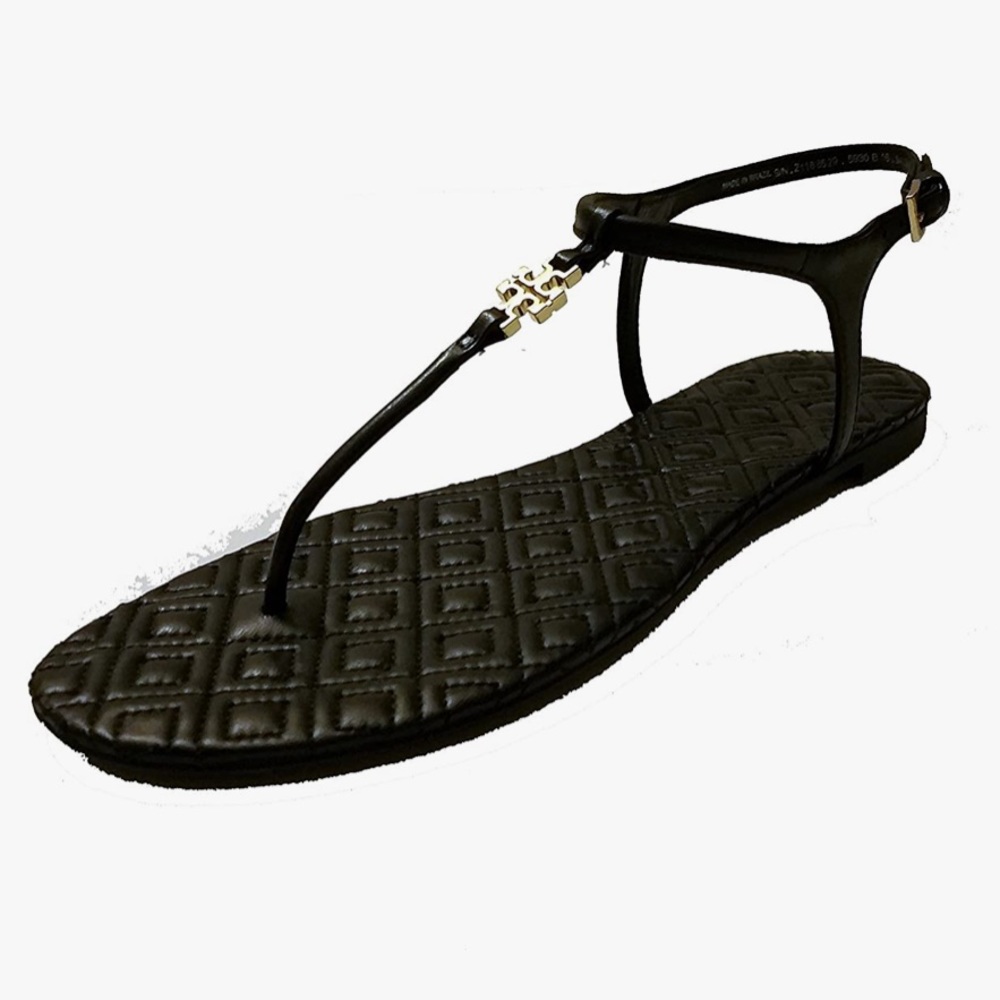 Tory Burch Marion Quilted Sandal in Black